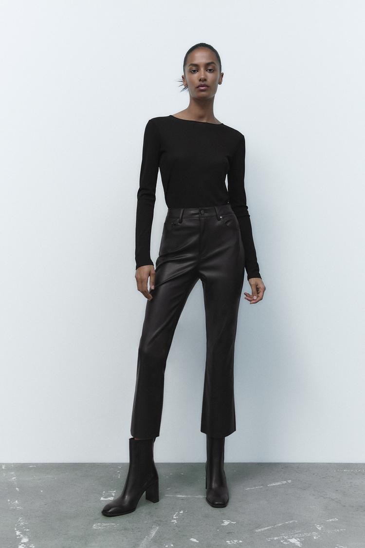 Black leather pants zara online